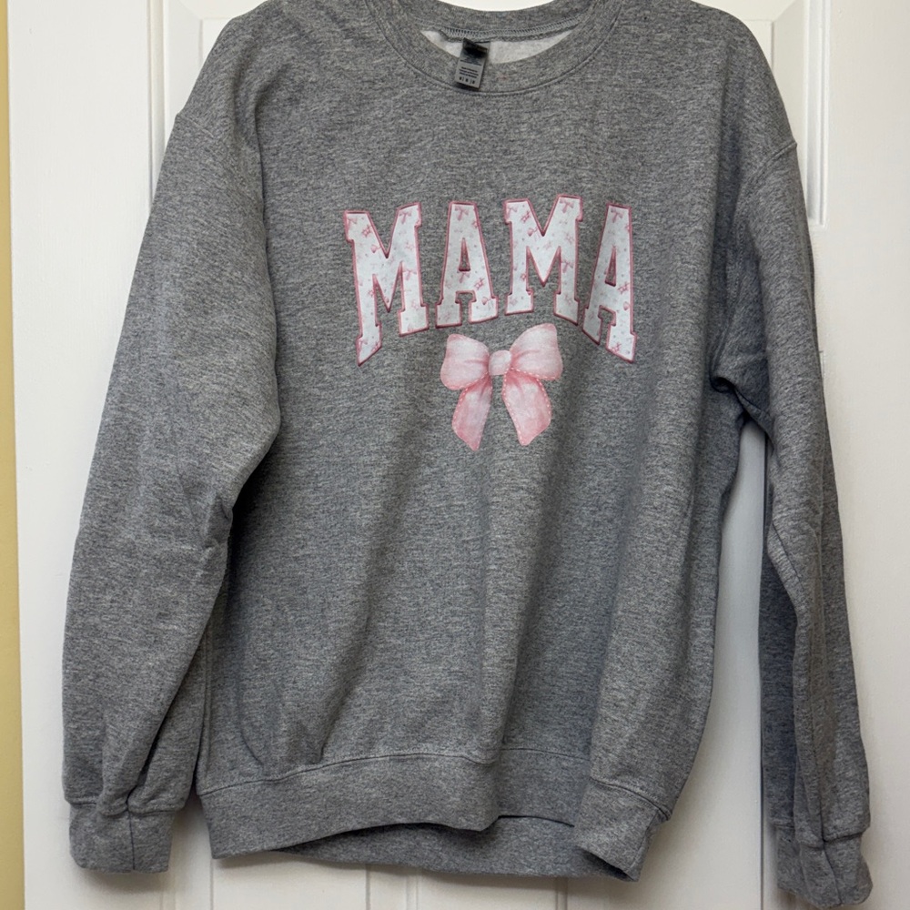 Gray and Pink Gildan Sweatshirt